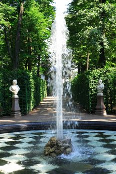 Nice fountain in famous Summer Garden. Saint Petersburg, Russia