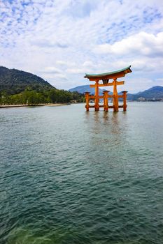 The Floating Torii gate of Itsukushima Shrine in Miyajima island, Hiroshima, Japan.