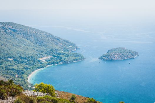 The imposing cliffs of Formentor cap in Majorca overlooking the Mediterranean Sea