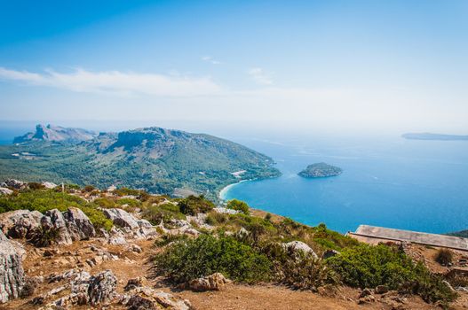 The imposing cliffs of Formentor cap in Majorca overlooking the Mediterranean Sea