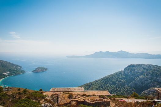 The imposing cliffs of Formentor cap in Majorca overlooking the Mediterranean Sea