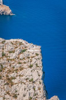 The imposing cliffs of Formentor cap in Majorca overlooking the Mediterranean Sea