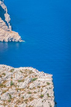 The imposing cliffs of Formentor cap in Majorca overlooking the Mediterranean Sea