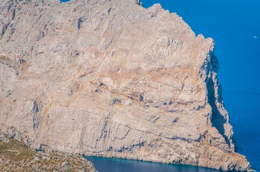The imposing cliffs of Formentor cap in Majorca overlooking the Mediterranean Sea