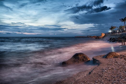 Dramatic Seascape during sunset at Chonburi,Thailand