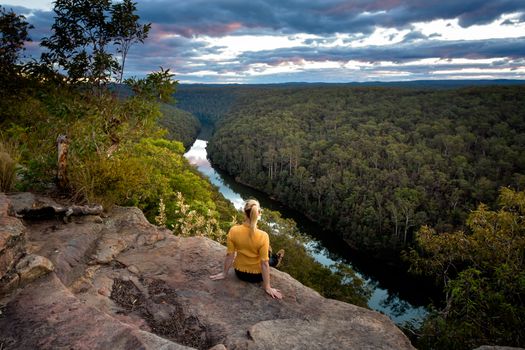 Taking in beautiful river and mountain gorge views from mountain cliff tops