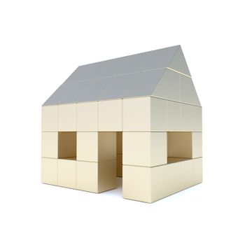 house toy blocks isolated white background, 3d illustration