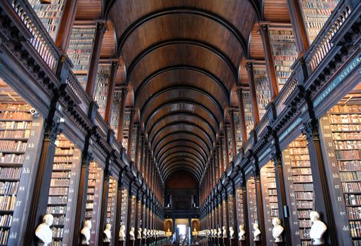The Long Room in the Old Library at Trinity College Dublin.
