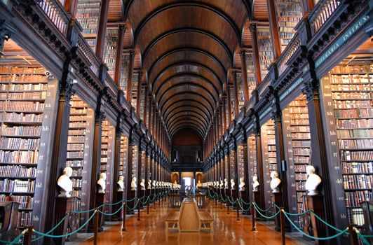 The Long Room in the Old Library at Trinity College Dublin.