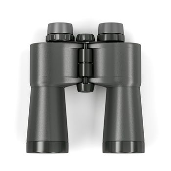 Binoculars on white background, top view