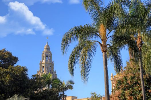 San Diego, California, USA - February 5, 2018 - California Tower overlooking Balboa Park in San Diego, California.