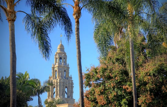 San Diego, California, USA - February 5, 2018 - California Tower overlooking Balboa Park in San Diego, California.