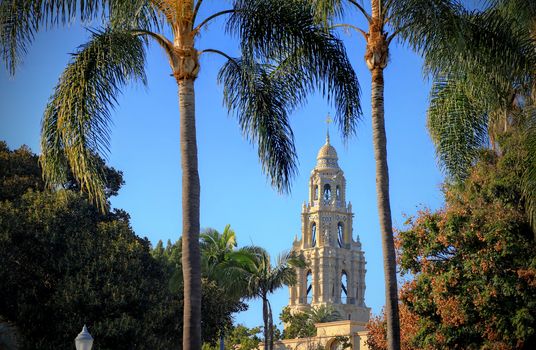 San Diego, California, USA - February 5, 2018 - California Tower overlooking Balboa Park in San Diego, California.