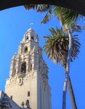 San Diego, California, USA - February 5, 2018 - California Tower overlooking Balboa Park in San Diego, California.