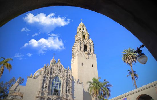 San Diego, California, USA - February 5, 2018 - California Tower overlooking Balboa Park in San Diego, California.