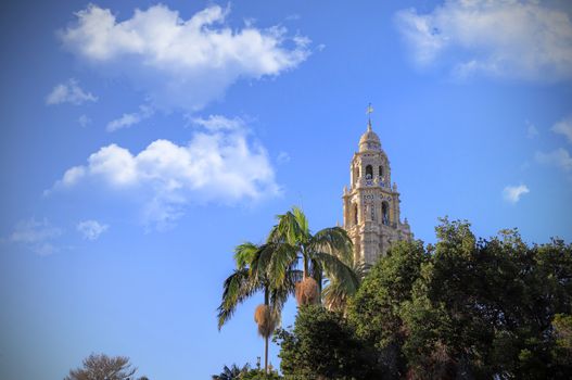 San Diego, California, USA - February 5, 2018 - California Tower overlooking Balboa Park in San Diego, California.