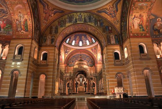 St. Louis, Missouri, USA - August 18, 2017: Sanctuary of the Cathedral Basilica of Saint Louis on Lindell Boulevard in St. Louis, Missouri.