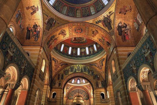 St. Louis, Missouri, USA - August 18, 2017: Sanctuary of the Cathedral Basilica of Saint Louis on Lindell Boulevard in St. Louis, Missouri.