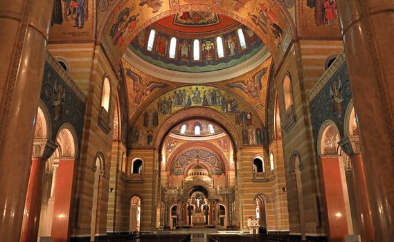 St. Louis, Missouri, USA - August 18, 2017: Sanctuary of the Cathedral Basilica of Saint Louis on Lindell Boulevard in St. Louis, Missouri.