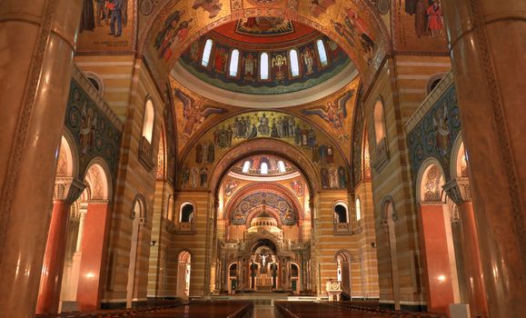 St. Louis, Missouri, USA - August 18, 2017: Sanctuary of the Cathedral Basilica of Saint Louis on Lindell Boulevard in St. Louis, Missouri.