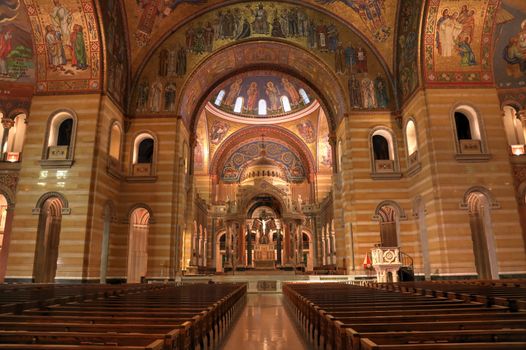 St. Louis, Missouri, USA - August 18, 2017: Sanctuary of the Cathedral Basilica of Saint Louis on Lindell Boulevard in St. Louis, Missouri.