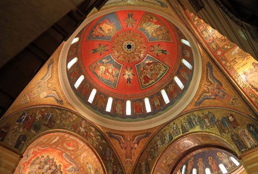 St. Louis, Missouri, USA - August 18, 2017: Sanctuary of the Cathedral Basilica of Saint Louis on Lindell Boulevard in St. Louis, Missouri.