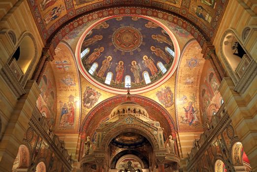 St. Louis, Missouri, USA - August 18, 2017: Sanctuary of the Cathedral Basilica of Saint Louis on Lindell Boulevard in St. Louis, Missouri.