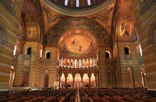 St. Louis, Missouri, USA - August 18, 2017: Sanctuary of the Cathedral Basilica of Saint Louis on Lindell Boulevard in St. Louis, Missouri.