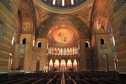 St. Louis, Missouri, USA - August 18, 2017: Sanctuary of the Cathedral Basilica of Saint Louis on Lindell Boulevard in St. Louis, Missouri.