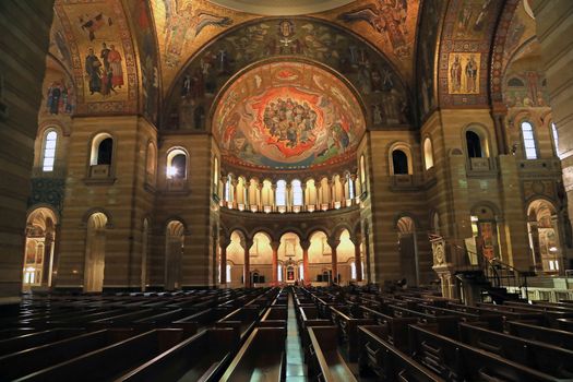 St. Louis, Missouri, USA - August 18, 2017: Sanctuary of the Cathedral Basilica of Saint Louis on Lindell Boulevard in St. Louis, Missouri.