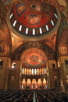 St. Louis, Missouri, USA - August 18, 2017: Sanctuary of the Cathedral Basilica of Saint Louis on Lindell Boulevard in St. Louis, Missouri.