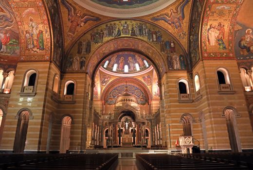 St. Louis, Missouri, USA - August 18, 2017: Sanctuary of the Cathedral Basilica of Saint Louis on Lindell Boulevard in St. Louis, Missouri.