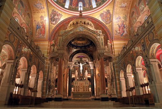 St. Louis, Missouri, USA - August 18, 2017: Sanctuary of the Cathedral Basilica of Saint Louis on Lindell Boulevard in St. Louis, Missouri.