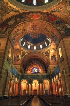 St. Louis, Missouri, USA - August 18, 2017: Sanctuary of the Cathedral Basilica of Saint Louis on Lindell Boulevard in St. Louis, Missouri.