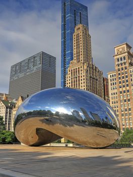 Chicago, Illinois, USA - June 23, 2018: The 'Cloud Gate' also known as 'The Bean' in Downtown Chicago.