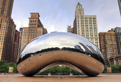 Chicago, Illinois, USA - June 23, 2018: The 'Cloud Gate' also known as 'The Bean' in Downtown Chicago.