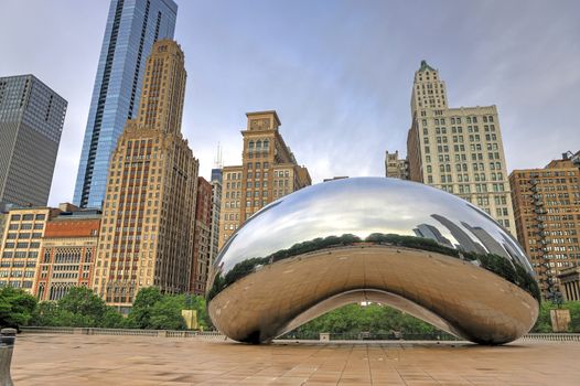 Chicago, Illinois, USA - June 23, 2018: The 'Cloud Gate' also known as 'The Bean' in Downtown Chicago.