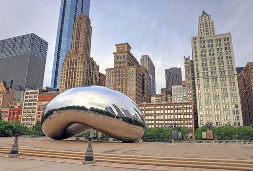 Chicago, Illinois, USA - June 23, 2018: The 'Cloud Gate' also known as 'The Bean' in Downtown Chicago.