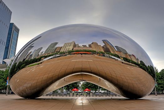 Chicago, Illinois, USA - June 23, 2018: The 'Cloud Gate' also known as 'The Bean' in Downtown Chicago.