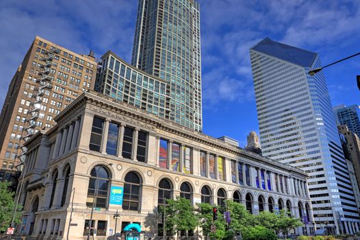 Chicago, Illinois, USA - June 22, 2018 - The exterior of the Chicago Cultural Center located at the old Public Library of the City of Chicago building.