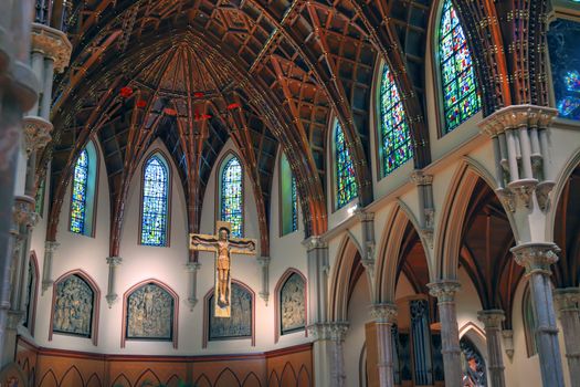 Chicago, Illinois, USA - June 22nd, 2018. The Holy Name Cathedral in Chicago, Illinois. It is the seat of the Archdiocese of Chicago, one of the largest Roman Catholic dioceses in the United States.