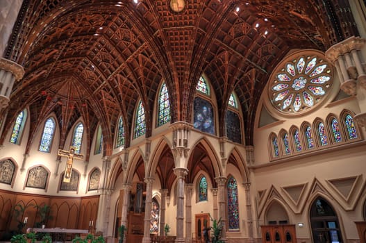 Chicago, Illinois, USA - June 22nd, 2018. The Holy Name Cathedral in Chicago, Illinois. It is the seat of the Archdiocese of Chicago, one of the largest Roman Catholic dioceses in the United States.