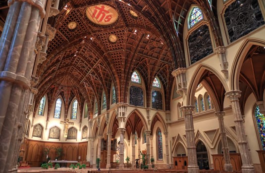 Chicago, Illinois, USA - June 22nd, 2018. The Holy Name Cathedral in Chicago, Illinois. It is the seat of the Archdiocese of Chicago, one of the largest Roman Catholic dioceses in the United States.