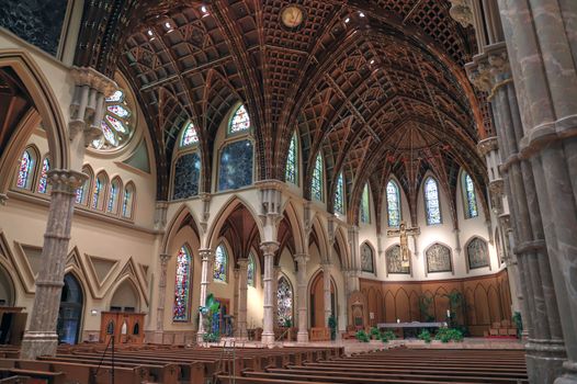 Chicago, Illinois, USA - June 22nd, 2018. The Holy Name Cathedral in Chicago, Illinois. It is the seat of the Archdiocese of Chicago, one of the largest Roman Catholic dioceses in the United States.