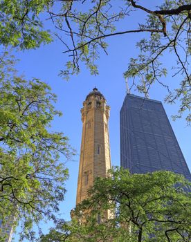 The Chicago Water Tower is a landmark in the Old Chicago Water Tower District.