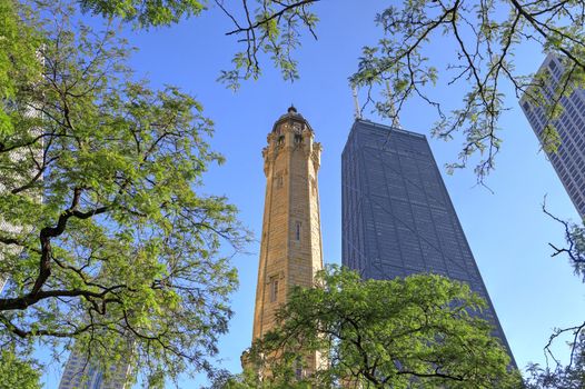 The Chicago Water Tower is a landmark in the Old Chicago Water Tower District.