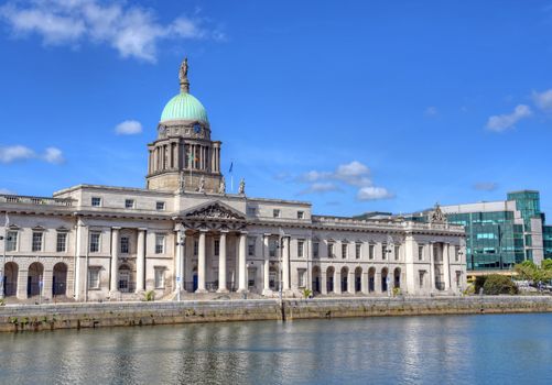 The Custom House across the River Liffey in Dublin, Ireland. 