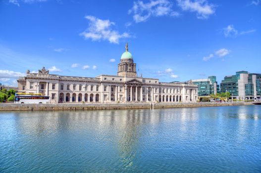 The Custom House across the River Liffey in Dublin, Ireland. 