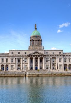 The Custom House across the River Liffey in Dublin, Ireland. 