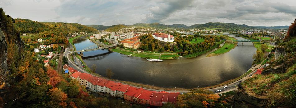 View of the beautiful city of Dìèín in northern Bohemia